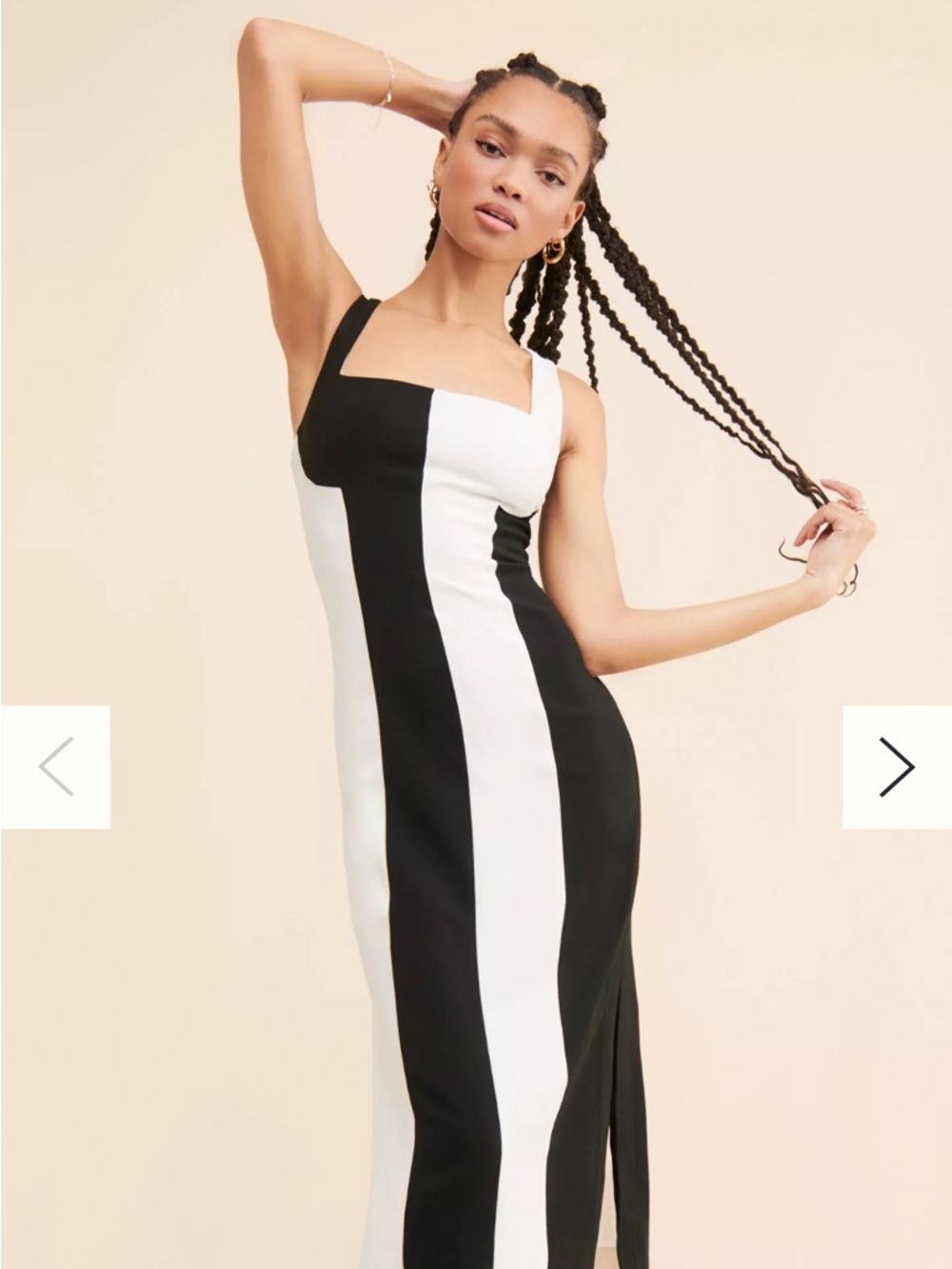 Hutch Black & White Vertical-Stripe Square-Neck Maxi Dress